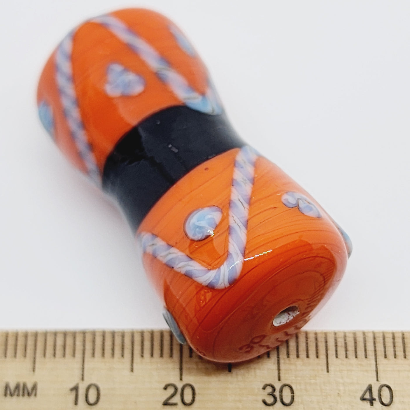 36~40mm Spool (1) - Orange Opaque - Glass Vintage Replica Trade Beads