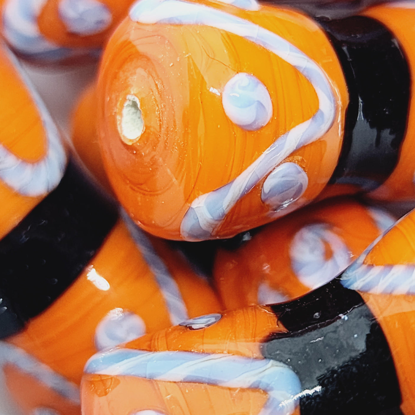 36~40mm Spool (1) - Orange Opaque - Glass Vintage Replica Trade Beads