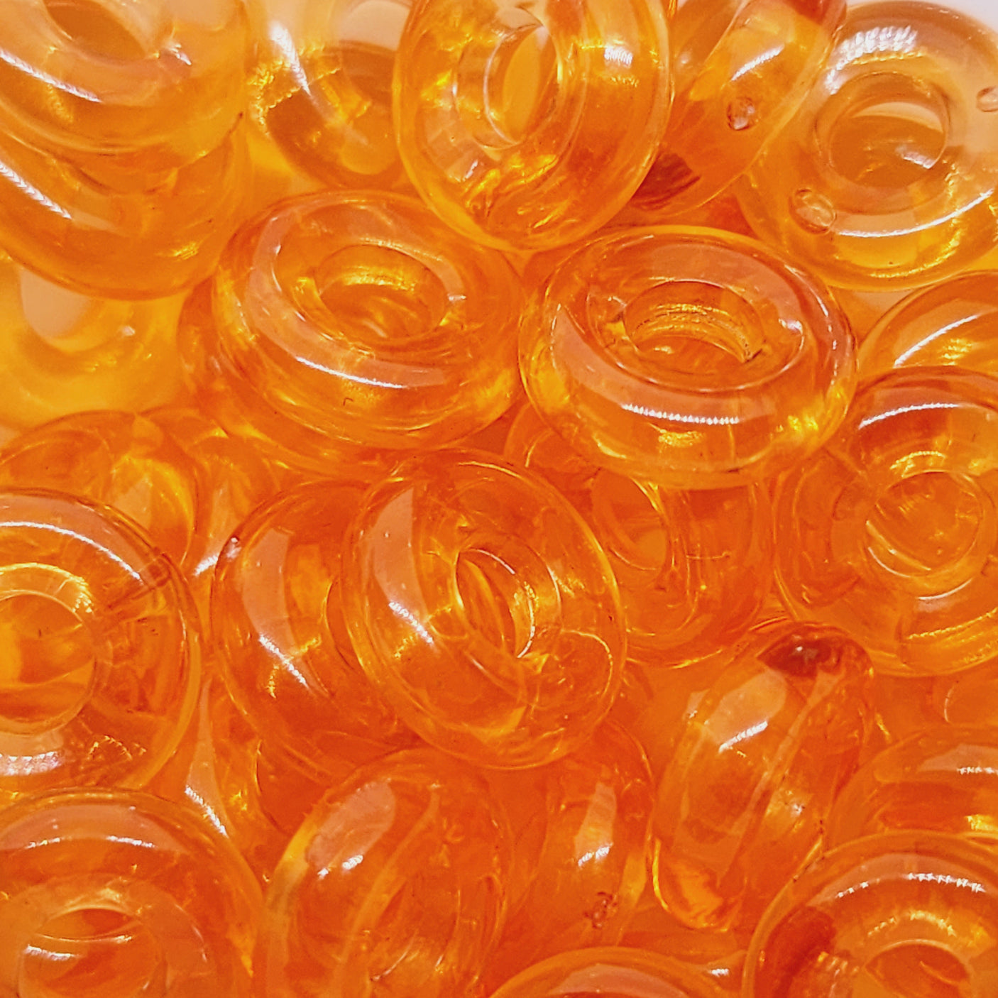 4x12mm Donut (50) - Transparent Orange - Vintage Lucite Beads