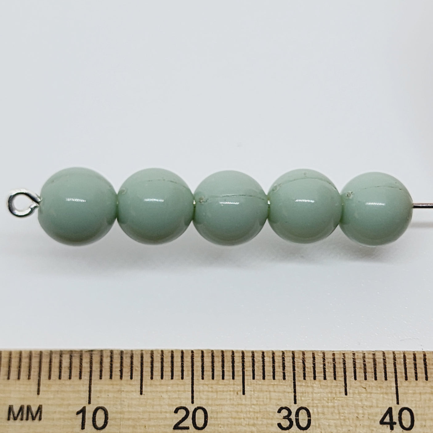 8mm Round (50) - Light Sage Green Opaque - Vintage Lucite Beads