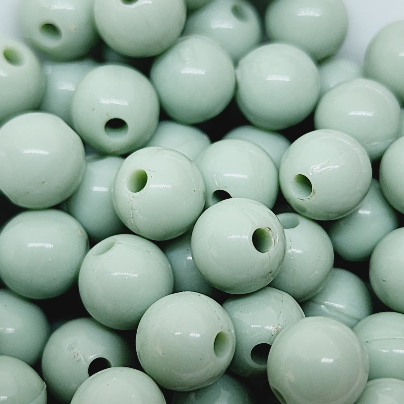 8mm Round (50) - Light Sage Green Opaque - Vintage Lucite Beads