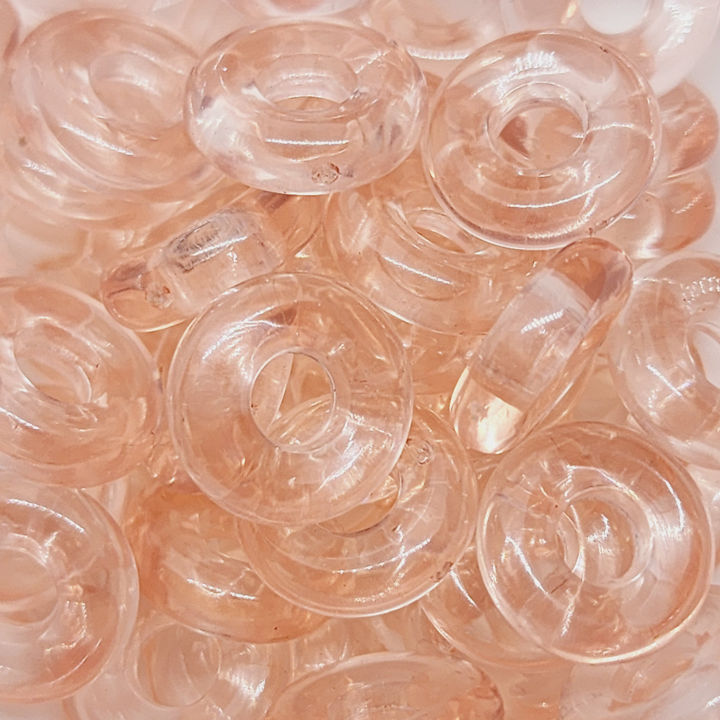 4x12mm Donut (50) - Transparent Light Pink - Vintage Lucite Beads