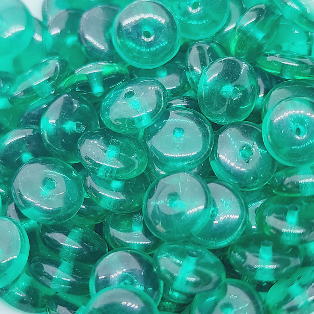 3x8mm Rondelle Czech Glass Beads (50) - Emerald Transparent - Bead Shack