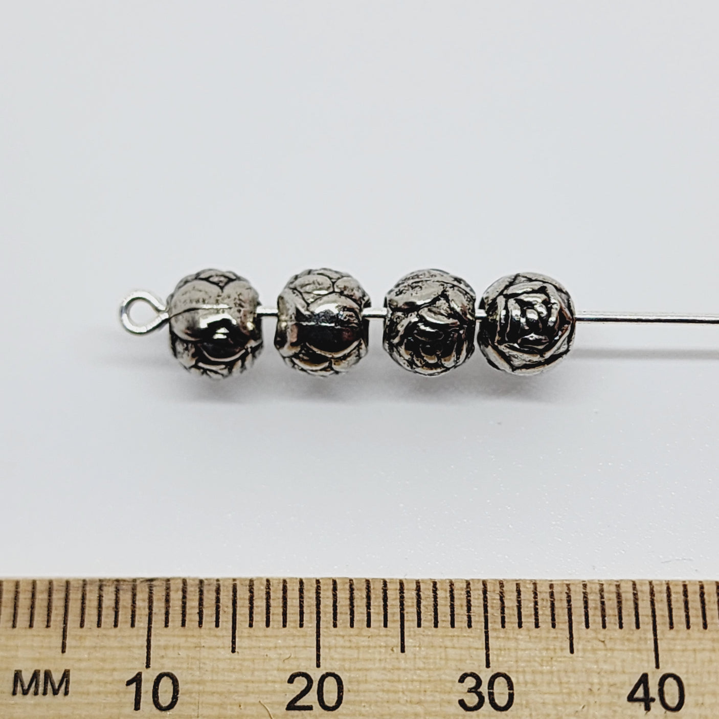 6mm Round Rose (50) - Antique Silver - Vintage Metalised Beads