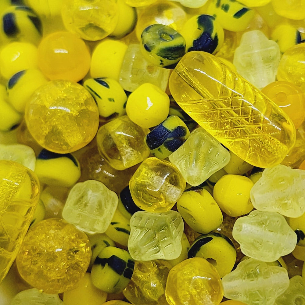 Variety Pack - (100g, 300+ beads) Yellows - Vintage Czech Glass Beads