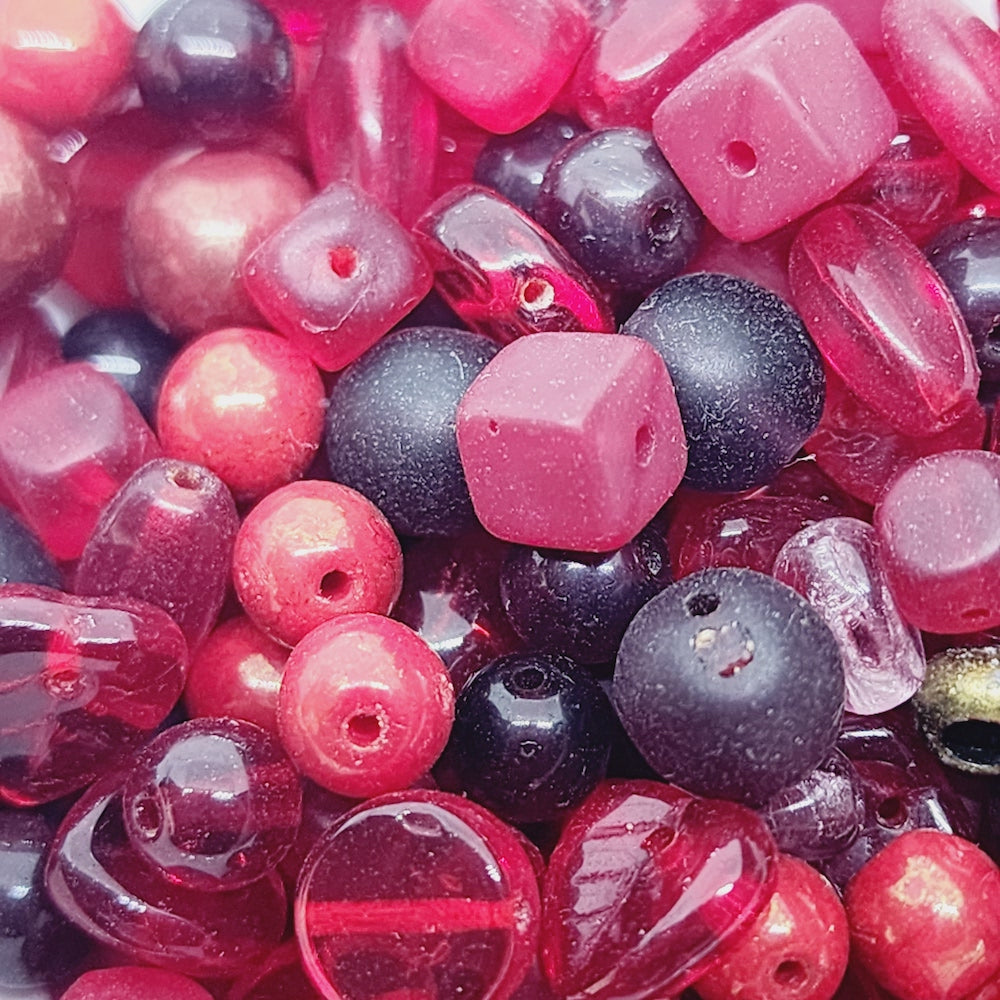 Variety Pack - (100g, 300+ beads) Reds - Vintage Czech Glass Beads
