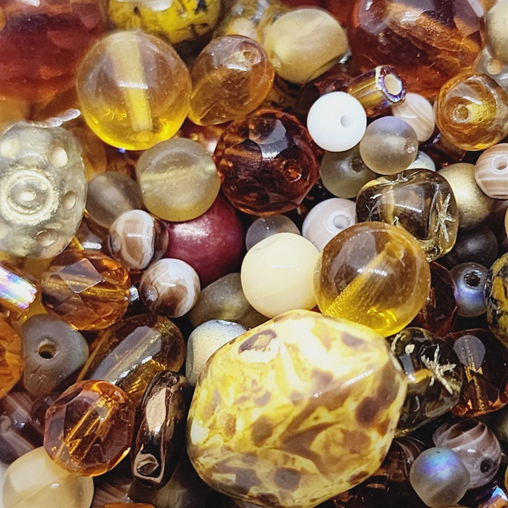 Variety Pack - (100g, 300+ beads) Browns - Vintage Czech Glass Beads