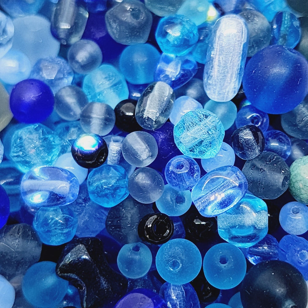 Variety Pack - (100g, 300+ beads) Blues - Vintage Czech Glass Beads