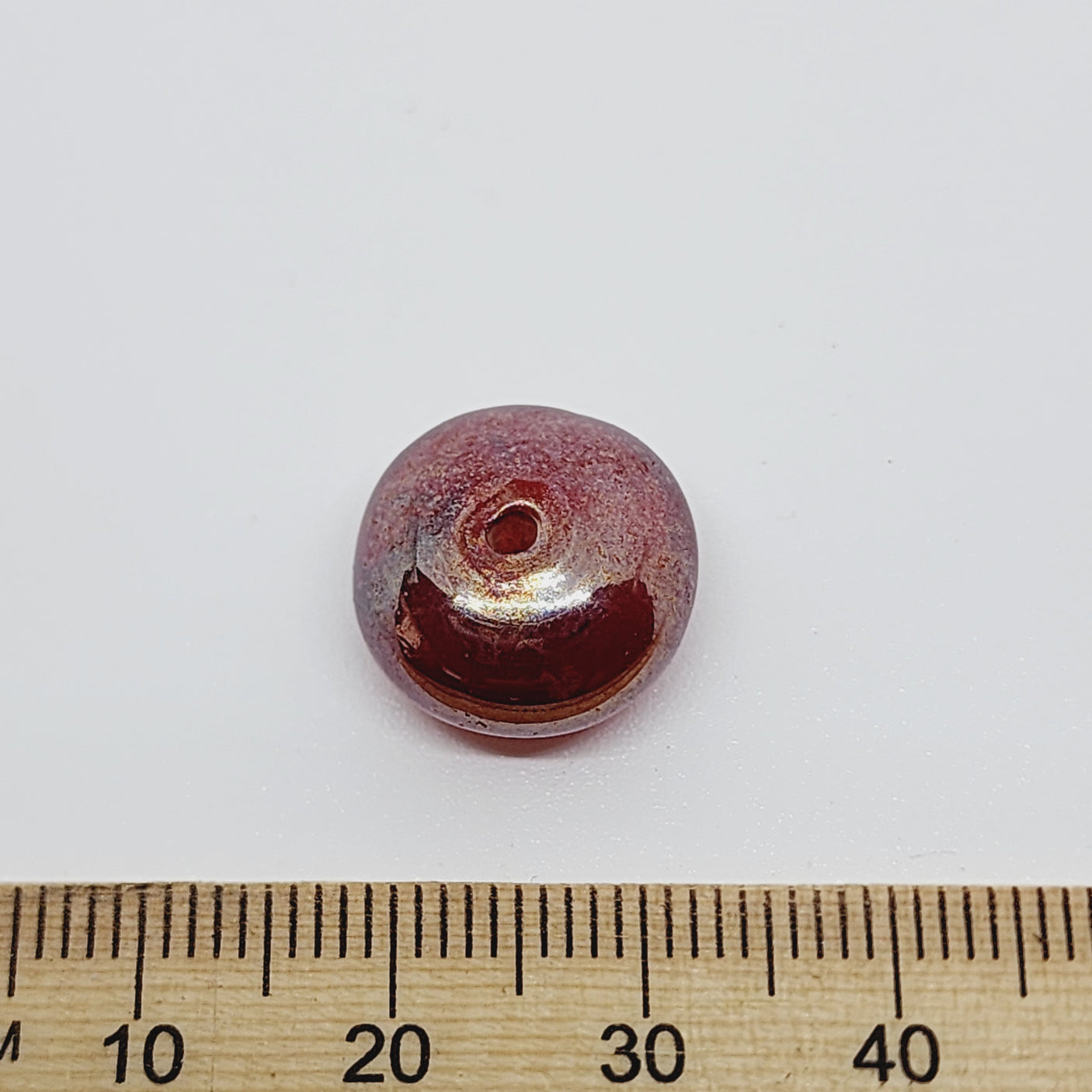8x14mm Rondelle (25) - Transparent Red Lustre - Indian Glass Vintage Beads