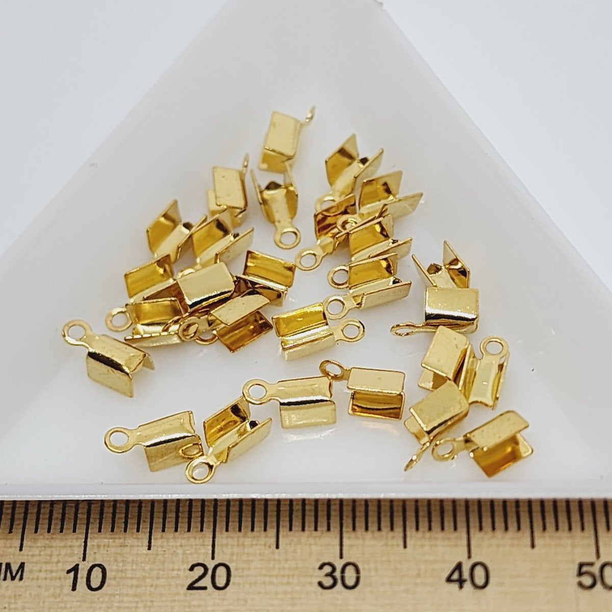 5mm Fold-Over End Crimp (50) - Gold