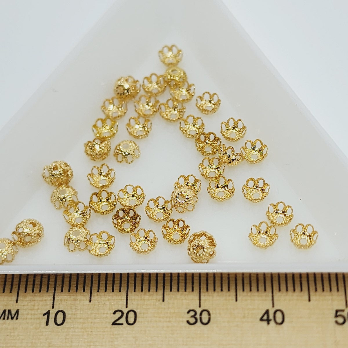 4x2mm Bead Cup (100) - Gold - Filigree