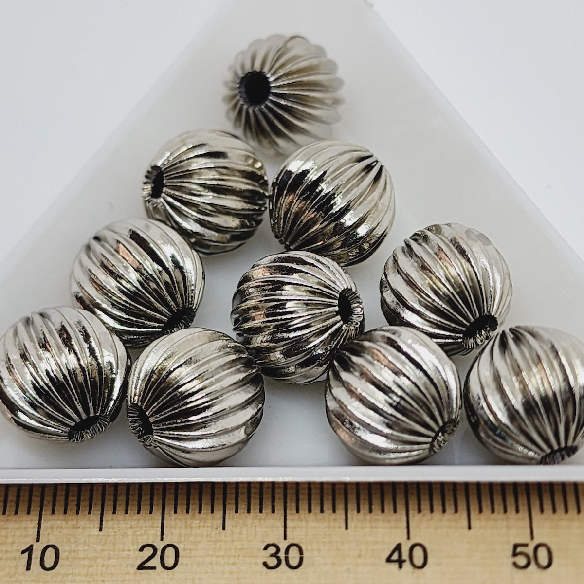12mm Fluted Round Bead (20) - Nickel