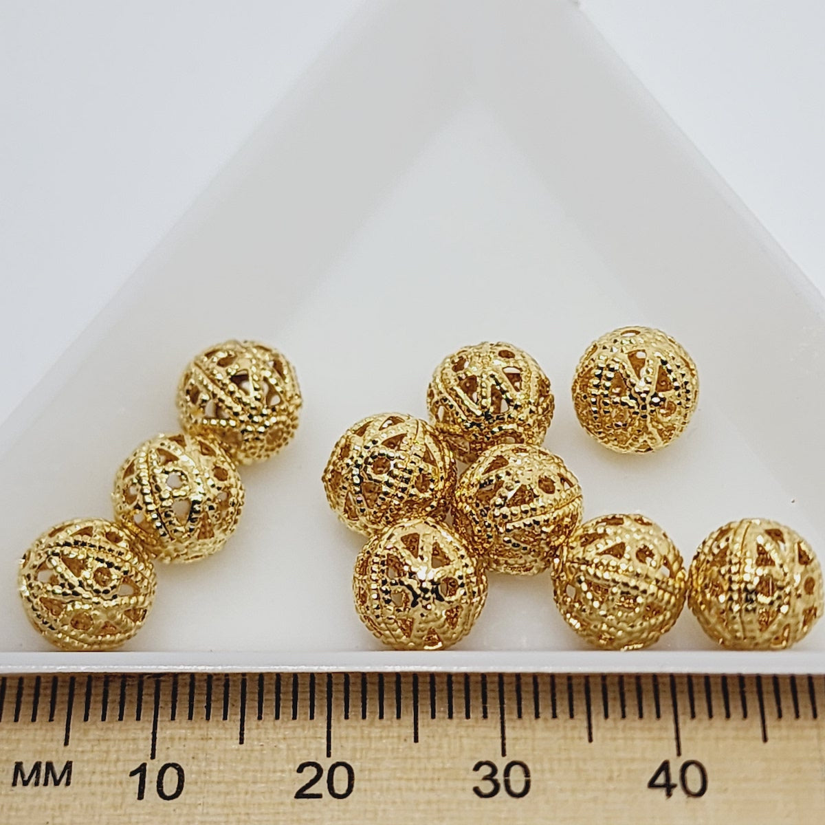8mm Filigree Bead (10) - Gold