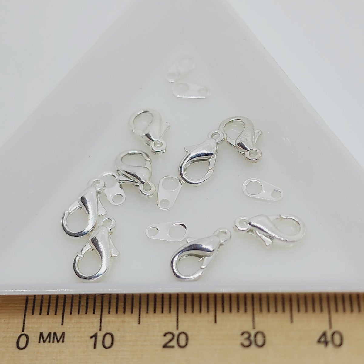 10mm Parrot Clasp & Tags (10) - Silver
