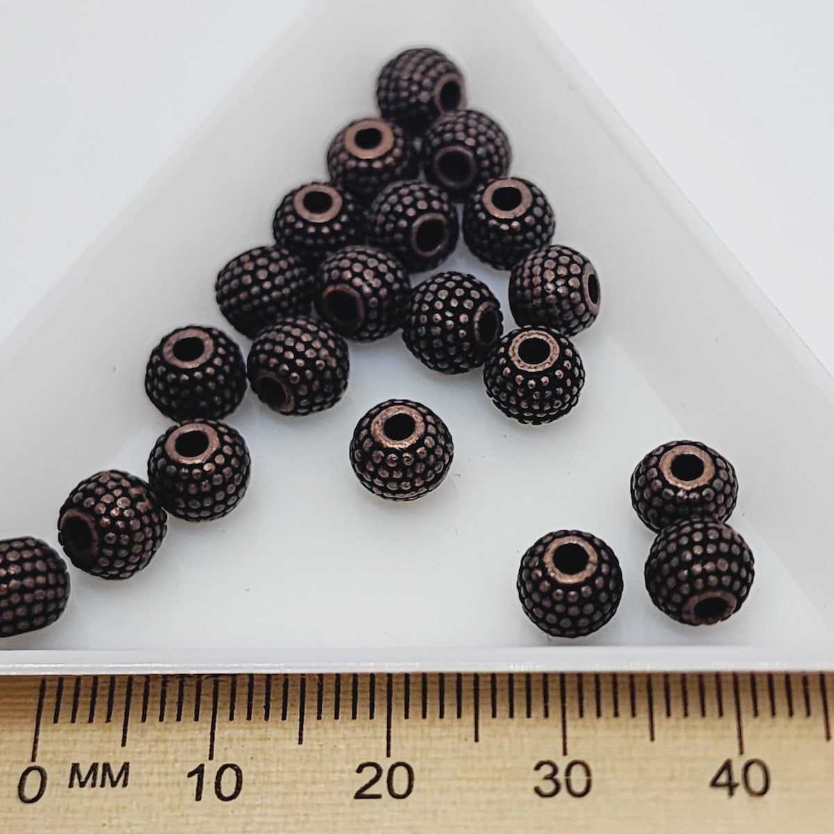 6mm Textured Bead - Antique Brass (20)