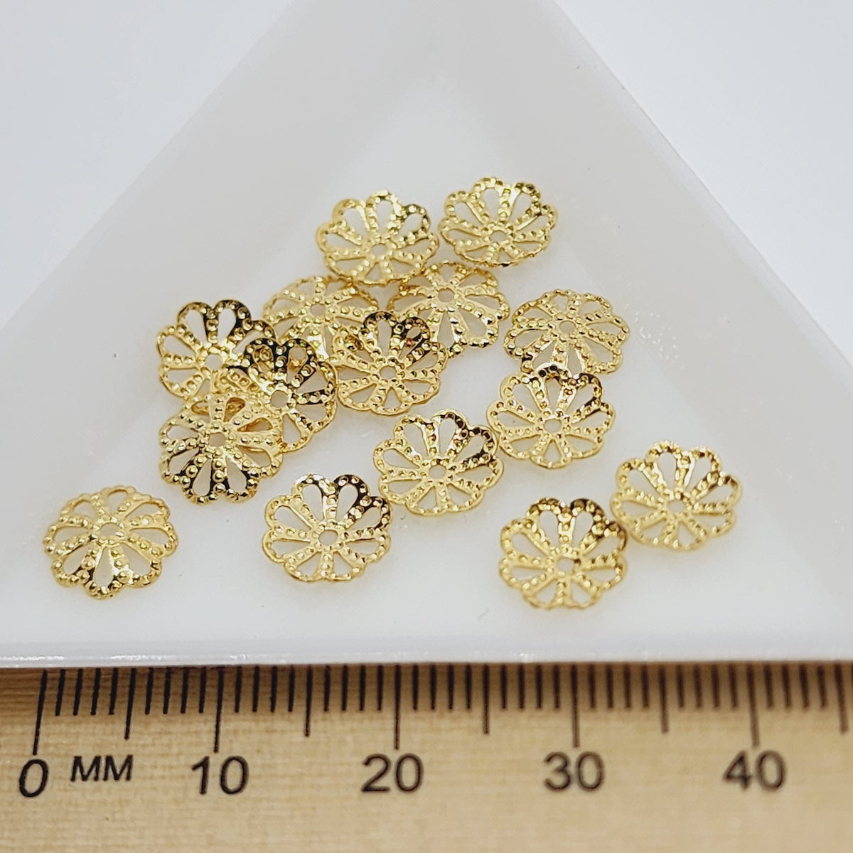 8mm Bead Cap (50) - Gold - Filigree - Bead Shack