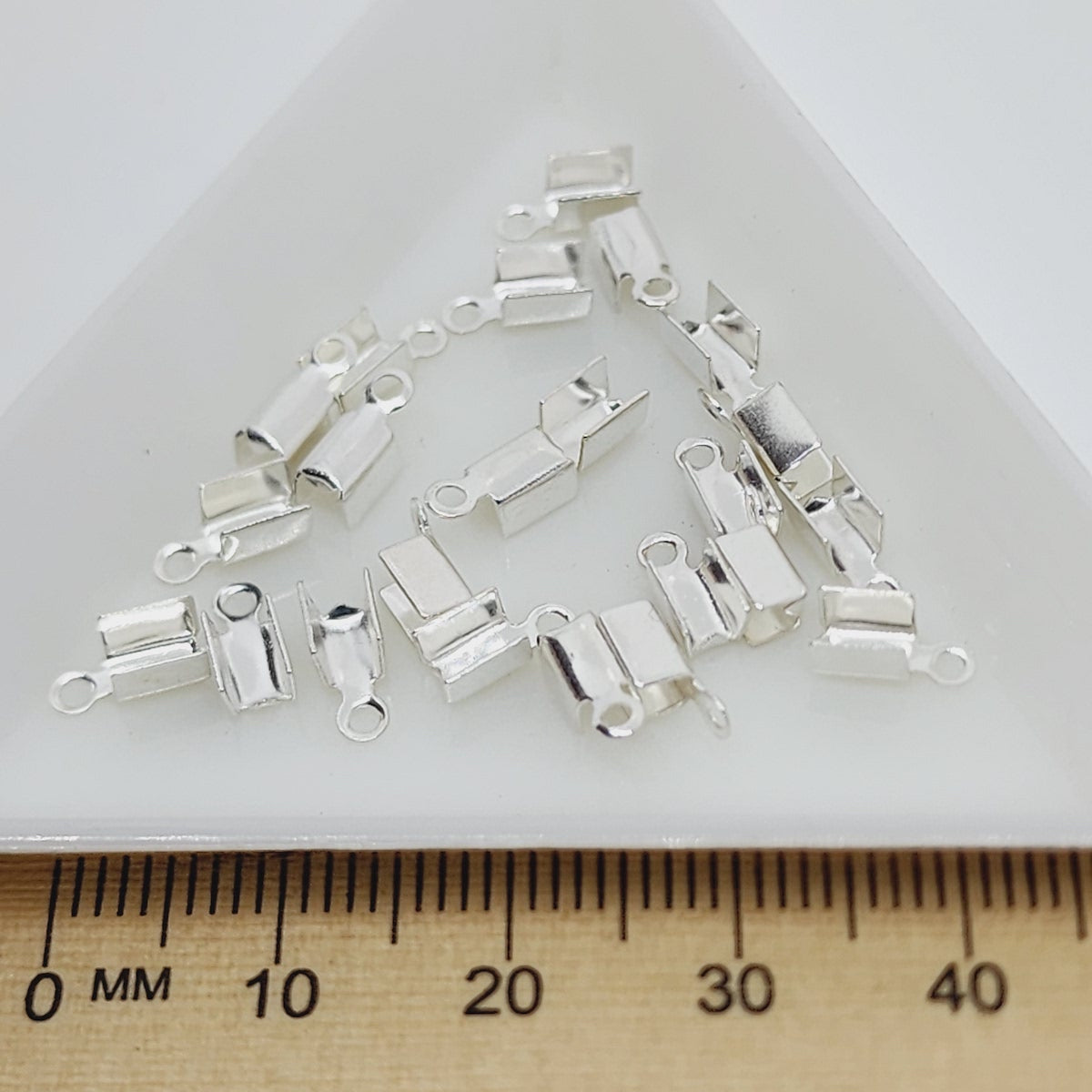 5mm Fold-Over End Crimp (50) - Silver