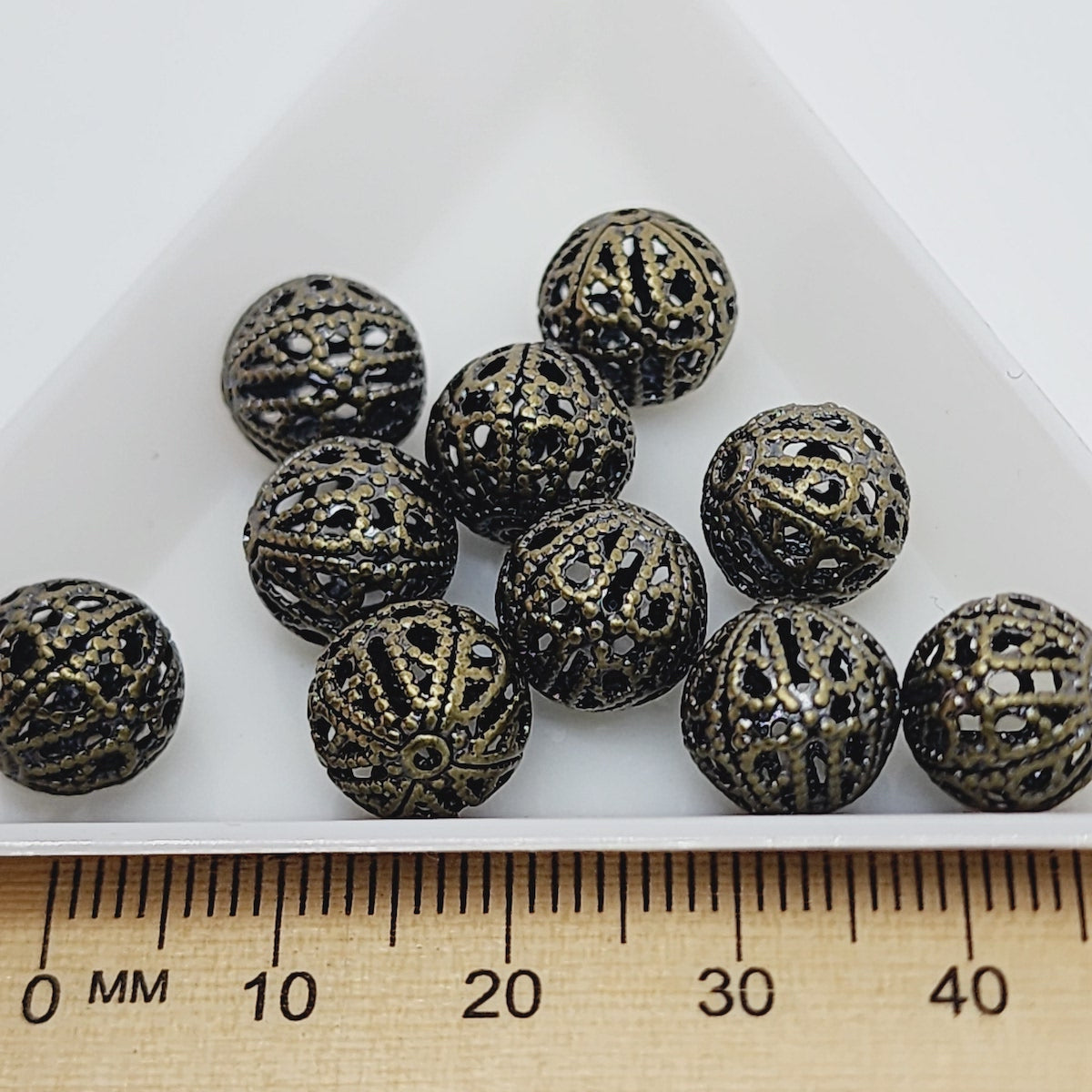 10mm Filigree Bead (10) - Ancient Gold - Bead Shack