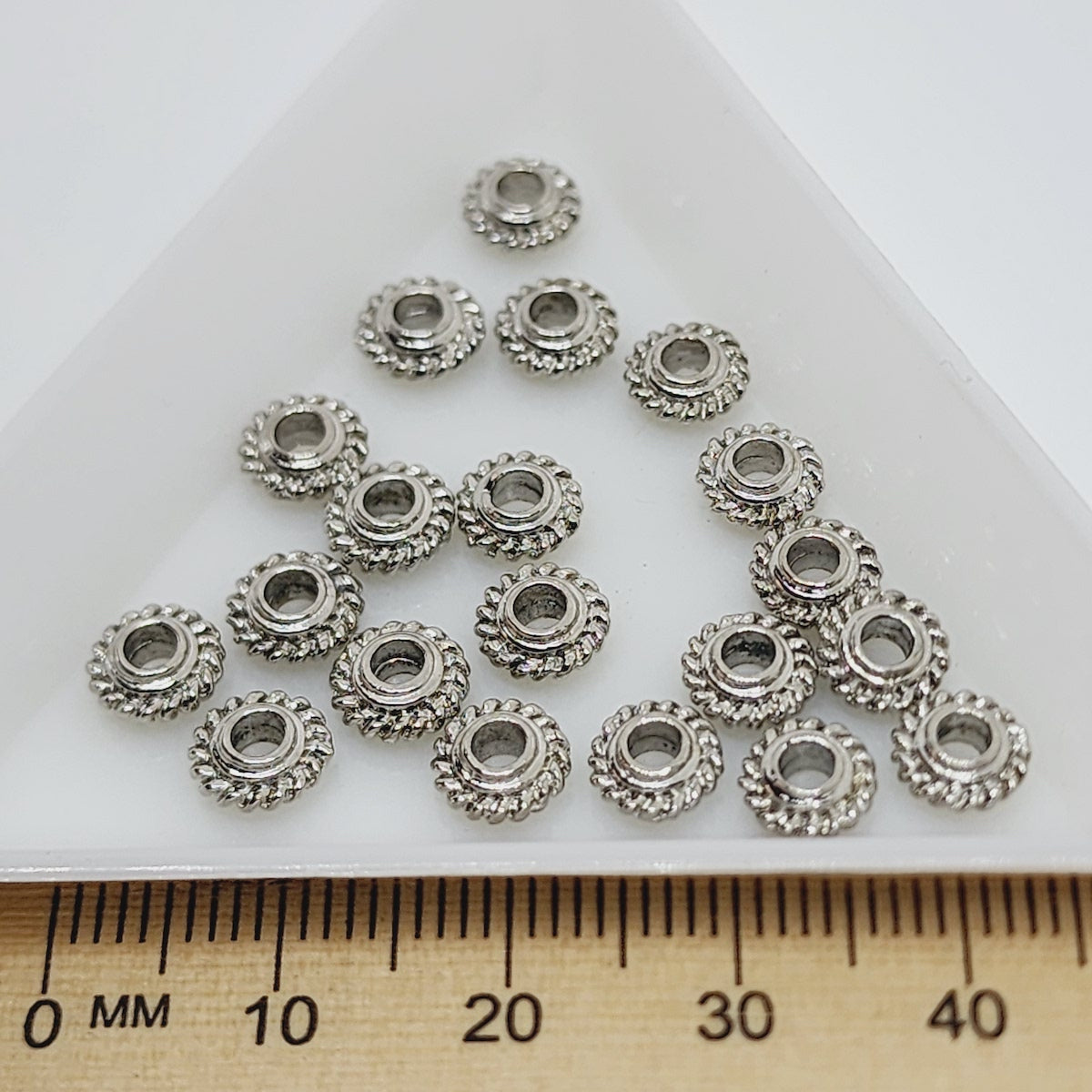 3x6mm Rondelle (20) - Platinum - Bead Shack