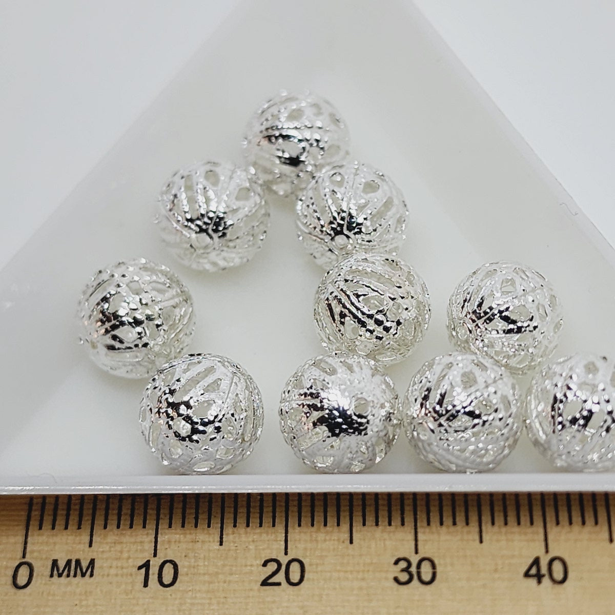 10mm Filigree Bead (10) - Silver