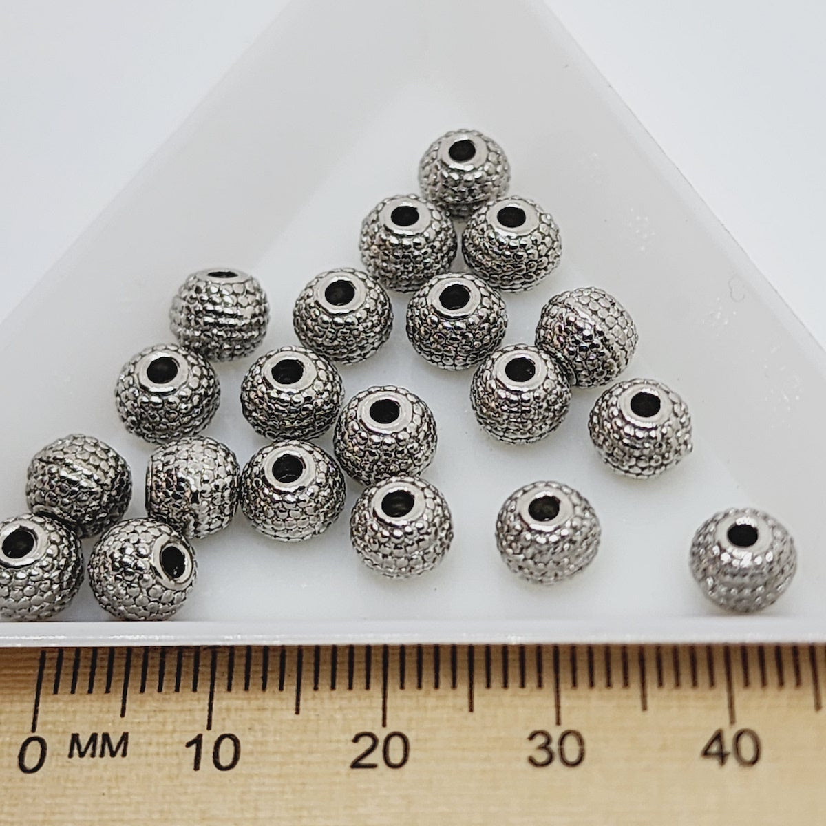 6mm Textured Bead (20) - Platinum - Bead Shack