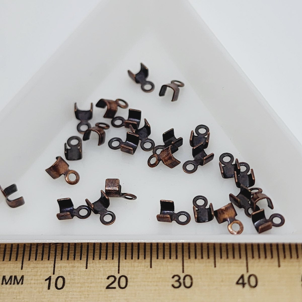 2mm Fold-Over End Crimp (50) - Ancient Brass