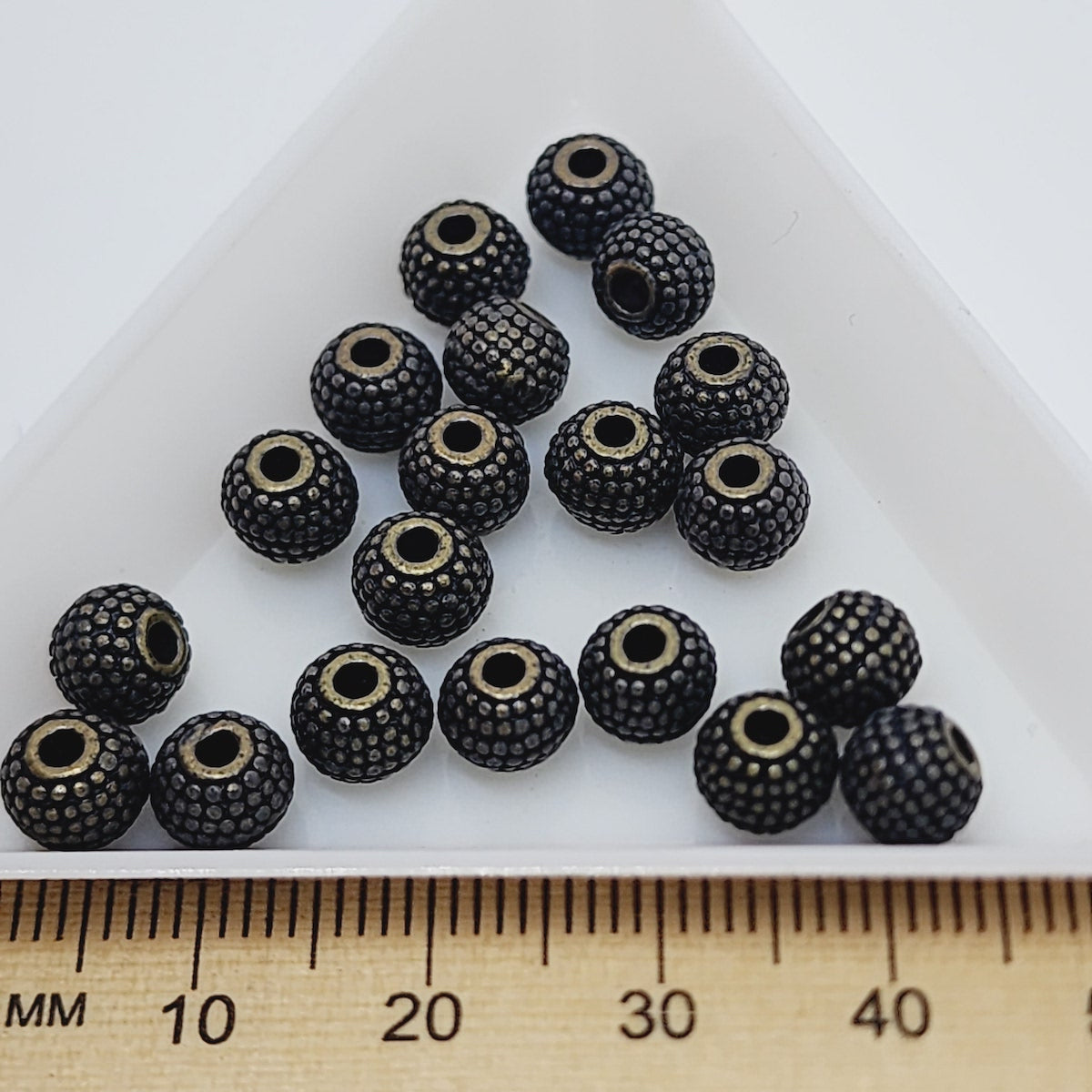 6mm Textured Bead (20) - Antique Gold