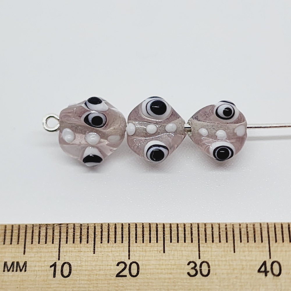 10mm Spike Bead (10) - Pale Pink Transparent - Vintage Handmade Glass Lampwork Beads