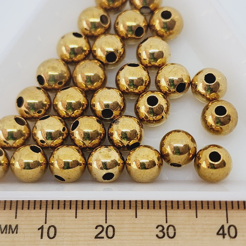 6.5mm Metal Bead - Gold (50) - Bead Shack
