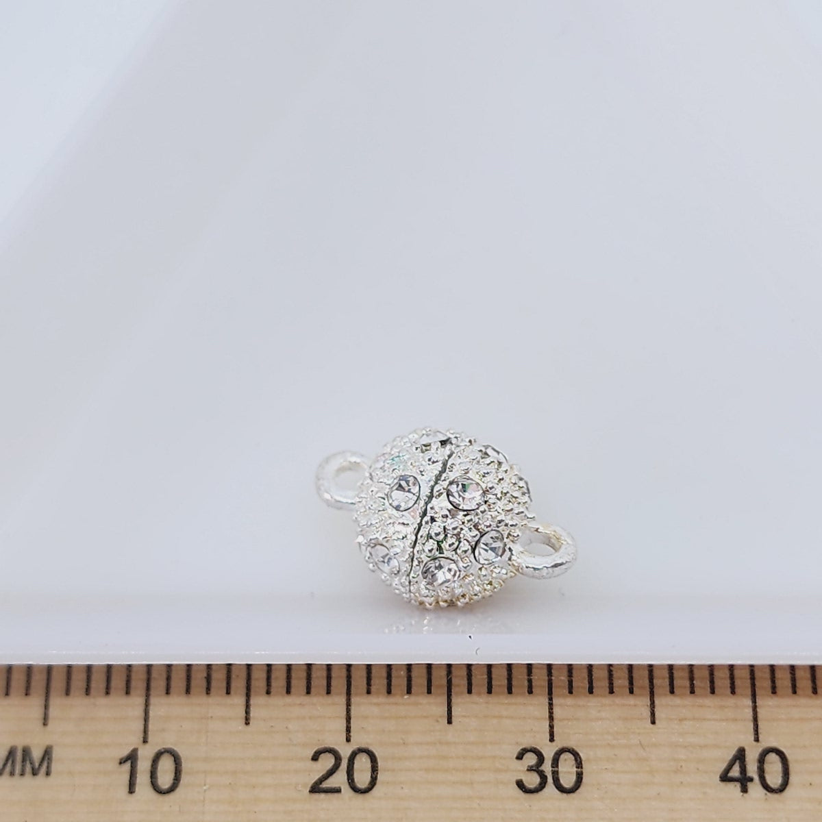 8mm Magnetic Diamante Clasp - Silver