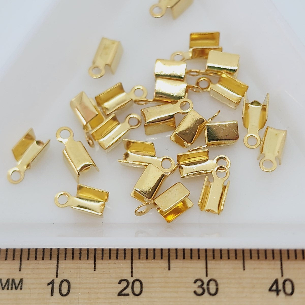 5mm Fold-Over End Crimp (50) - Gold