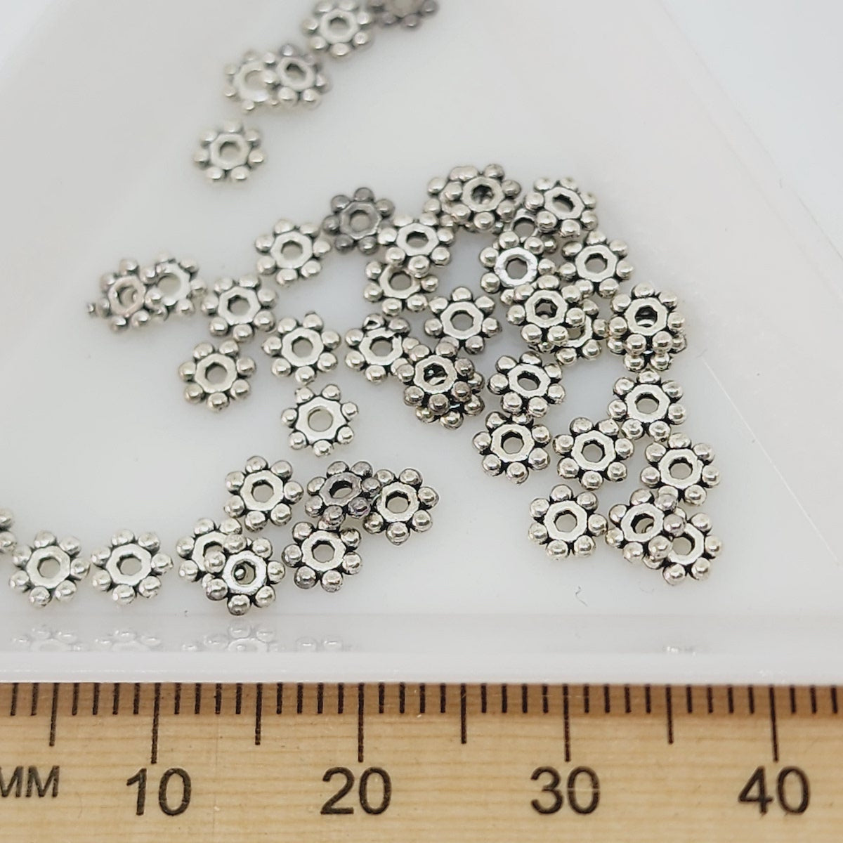 4mm Daisy Spacers (100) - Antique Silver