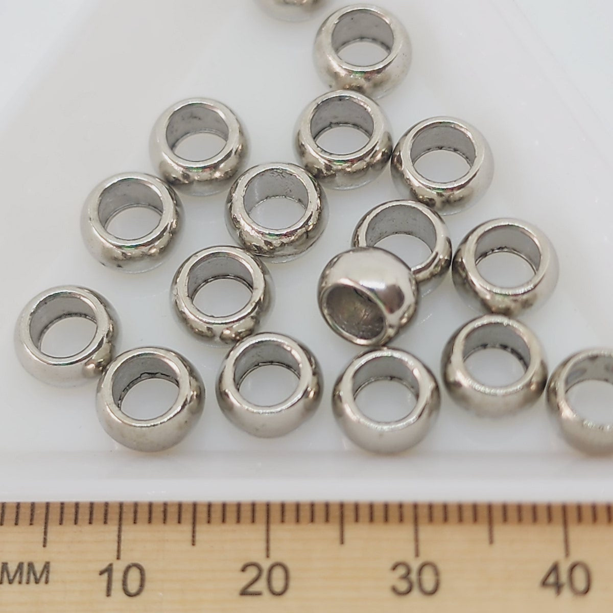 8mm Metal Pony Beads (50) - Silver