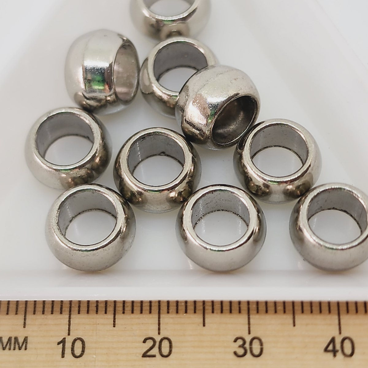 10mm Metal Pony Bead (50) - Silver