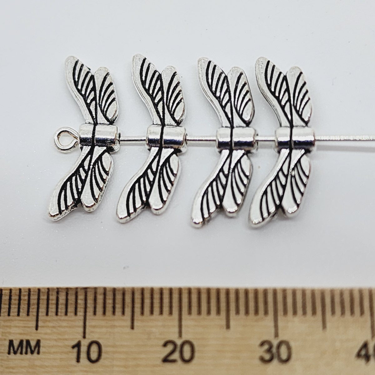 21mm Dragonfly Wings (20) - Antique Silver