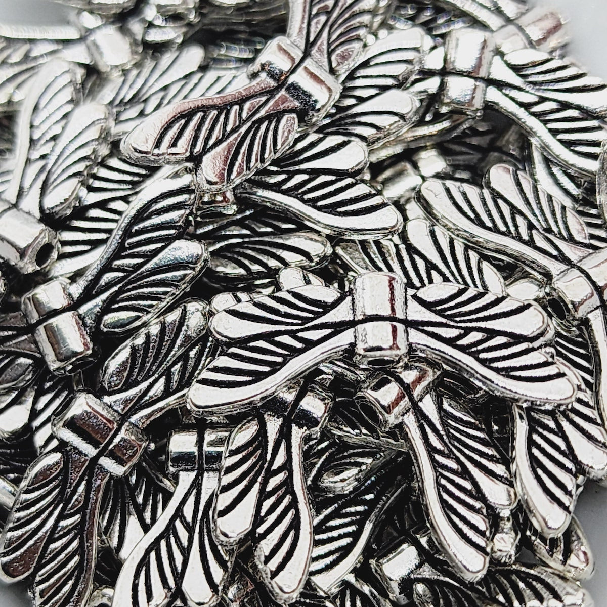 21mm Dragonfly Wings (20) - Antique Silver