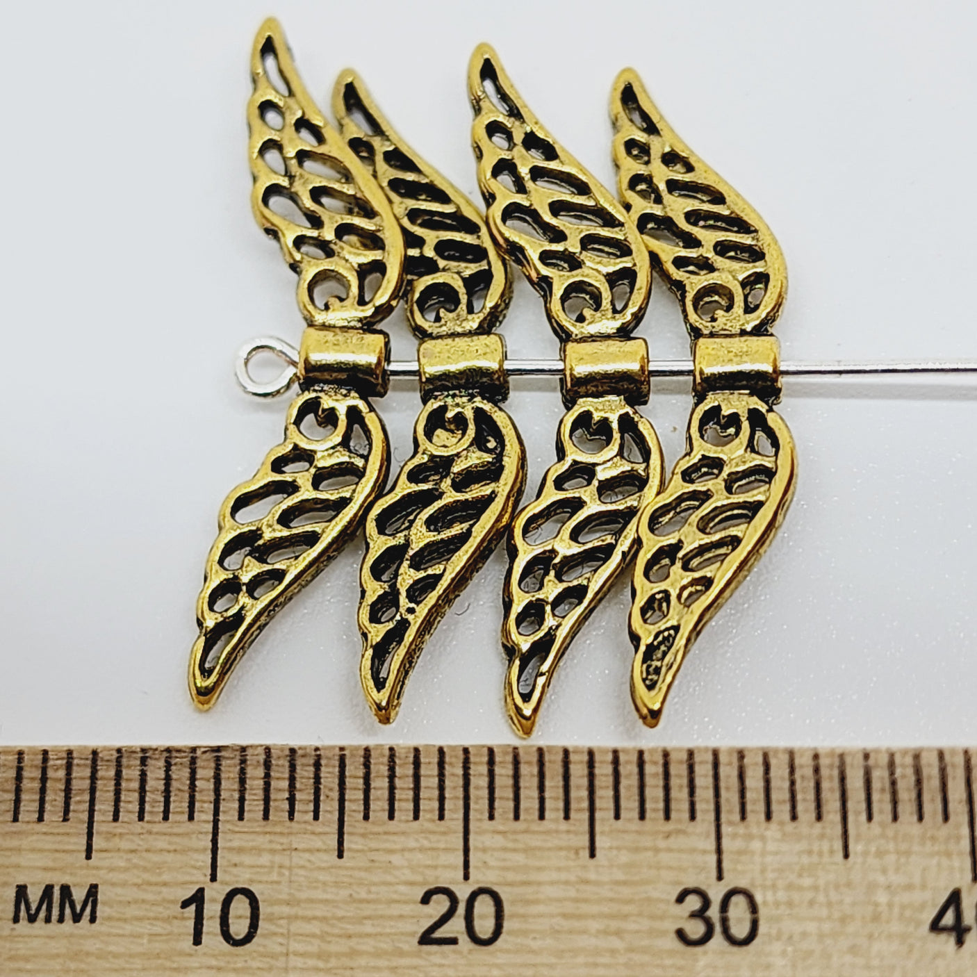 30mm Angel Wings (10) - Antique Gold