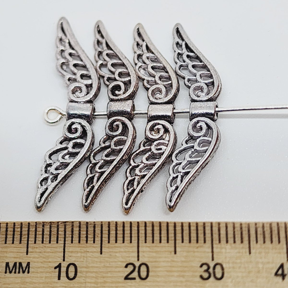 30mm Angel Wings (10) - Antique Silver