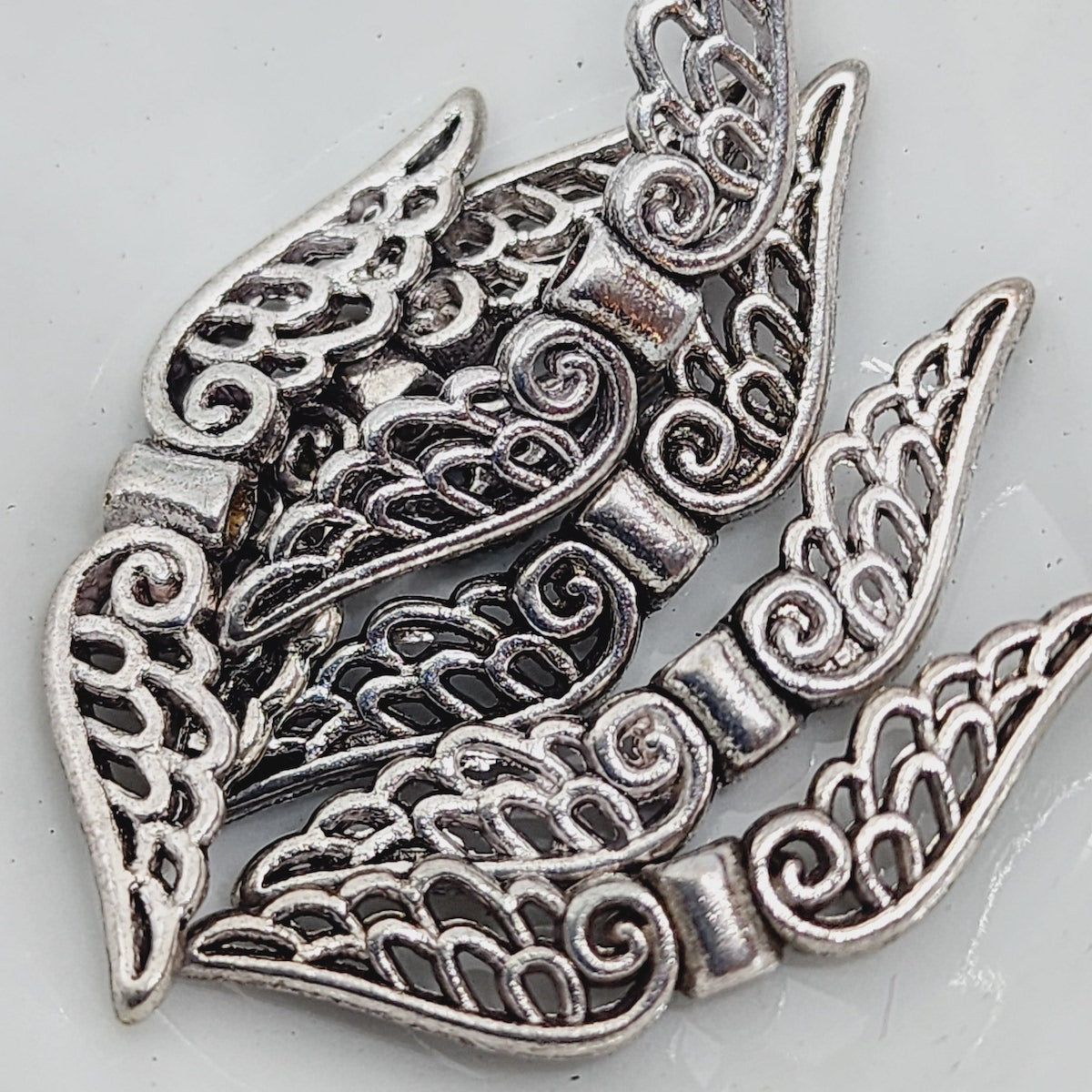 30mm Angel Wings (10) - Antique Silver