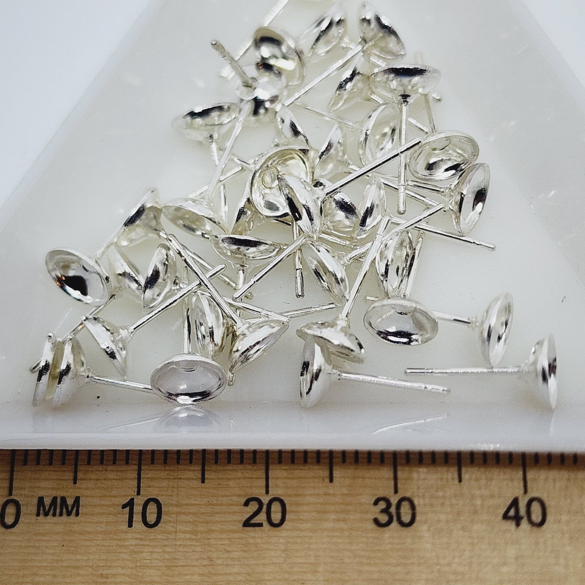 6mm Glue-In Cup Studs (20) - Silver