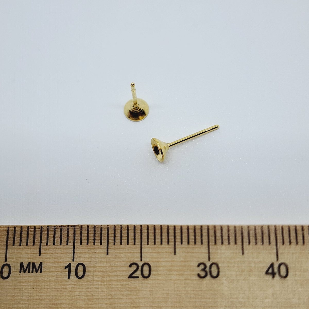 4mm Glue-In Cup Studs (20) - Gold