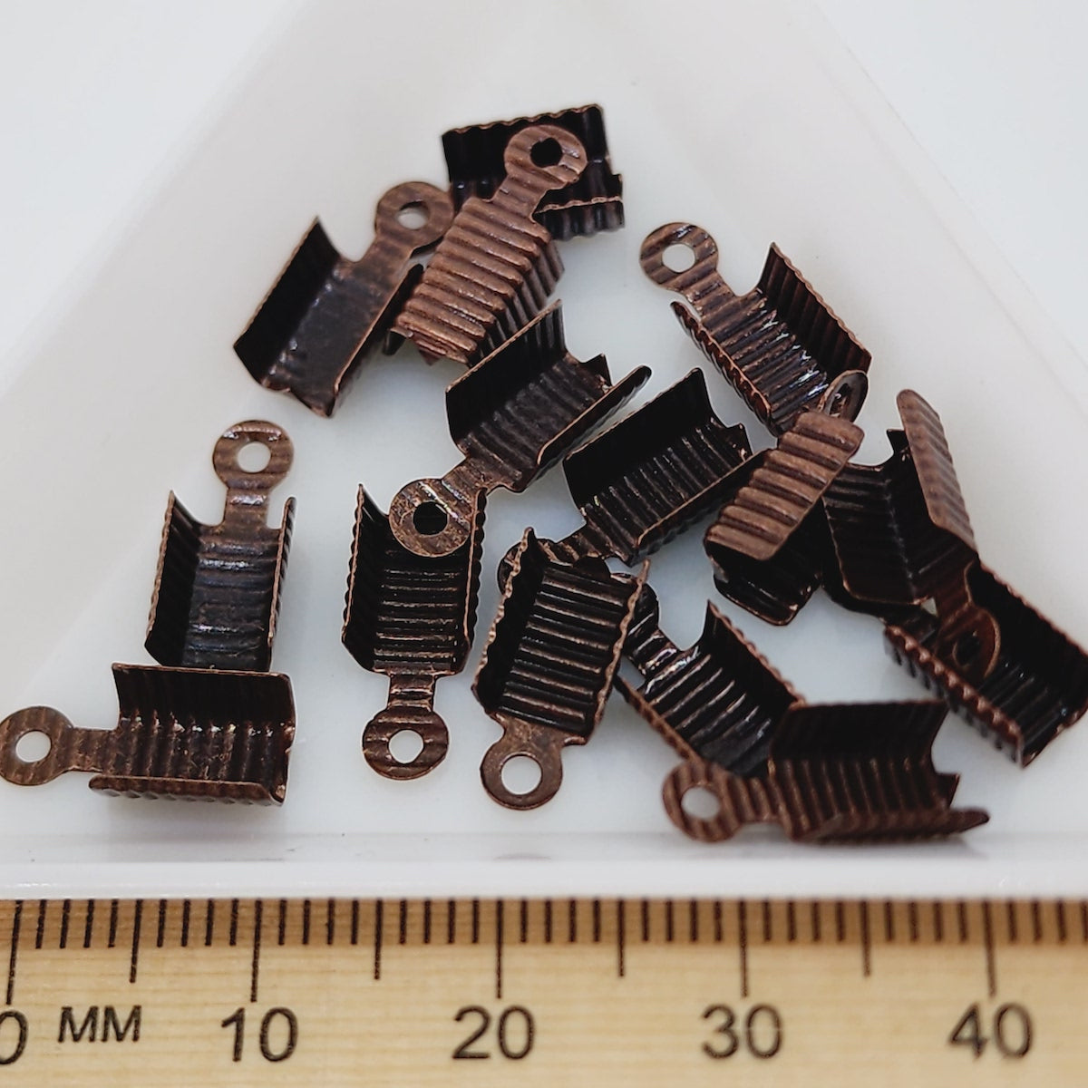 10mm Fold-Over End Crimp (20) - Ancient Brass