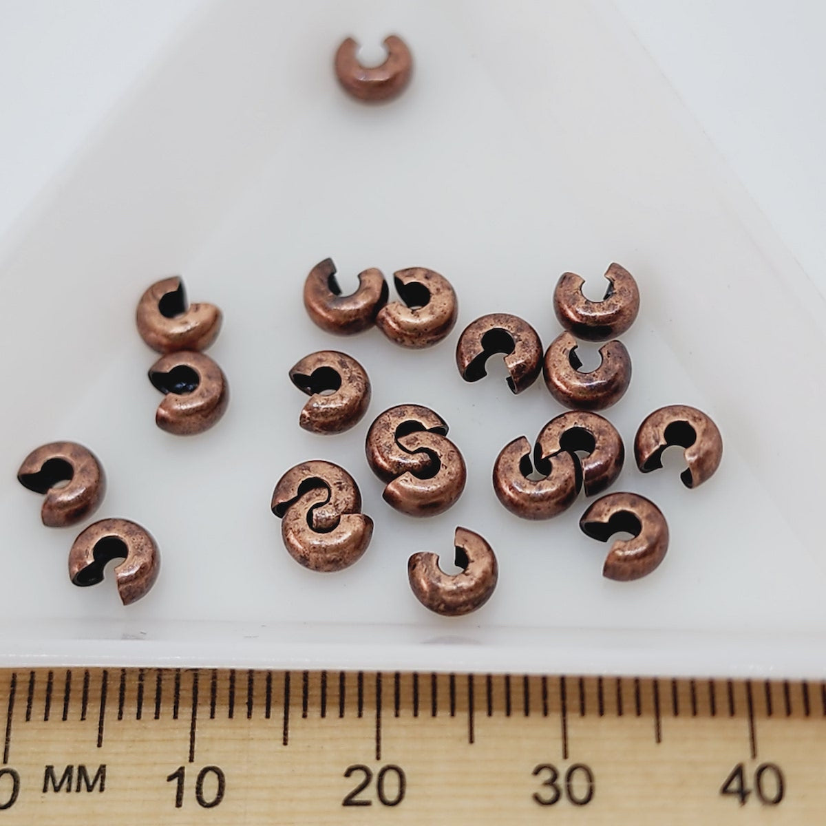 4mm Crimp Covers (20) - Ancient Brass