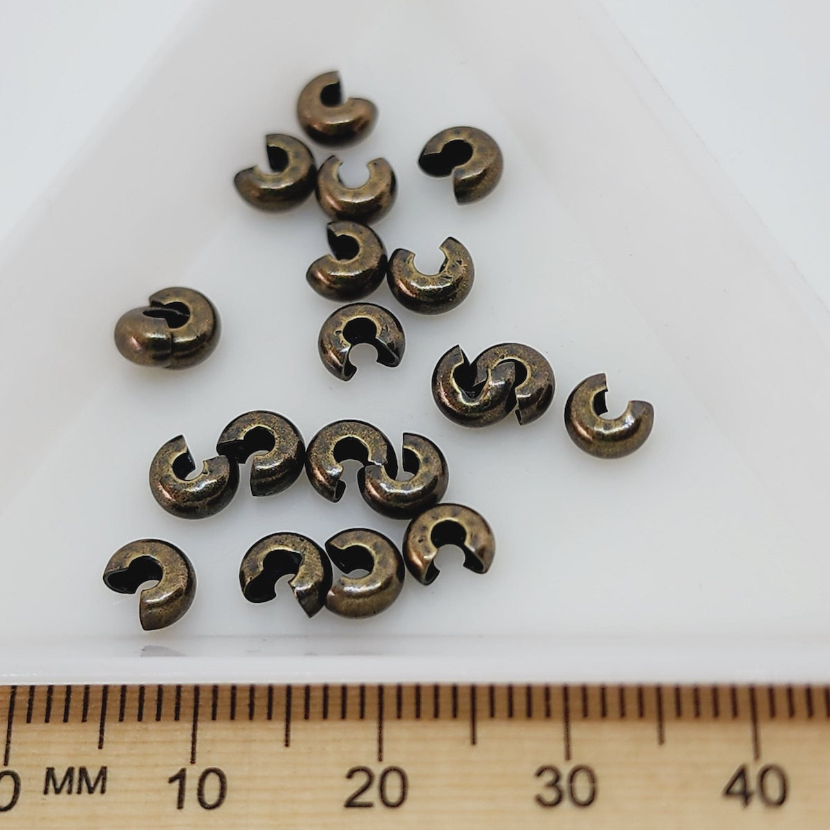 4mm Crimp Covers (20) - Ancient Gold