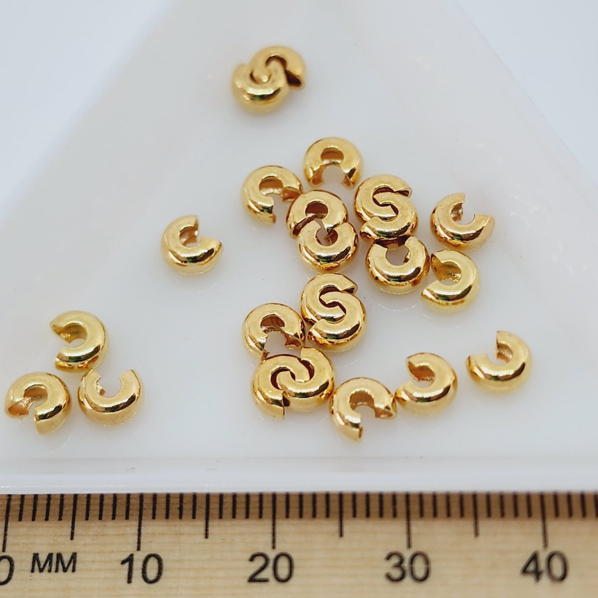4mm Crimp Covers (50) - Gold