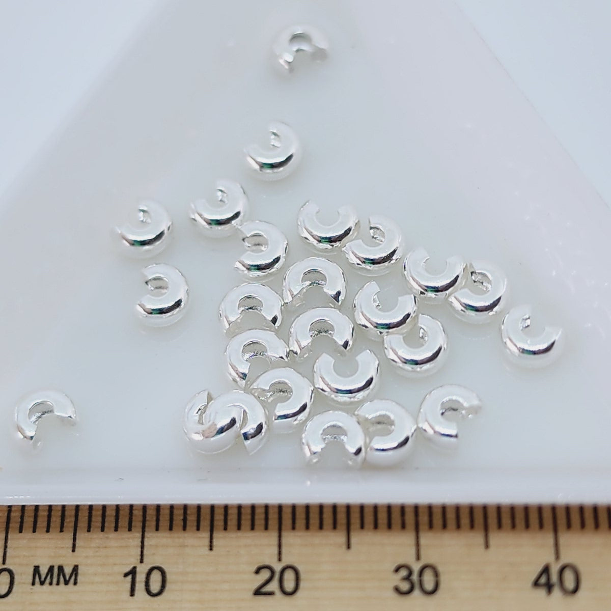 4mm Crimp Covers (50) - Silver