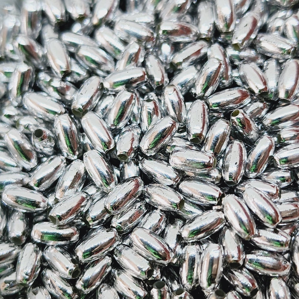 5x2.5mm Rice Beads (500) - Silver - Acrylic