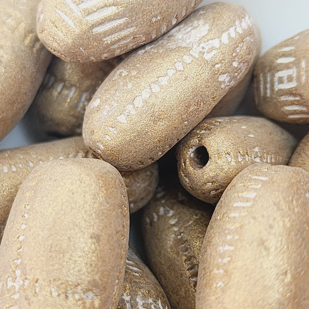 20~25mm Capsule (10) - Antique Light Gold - Vintage Clay Beads