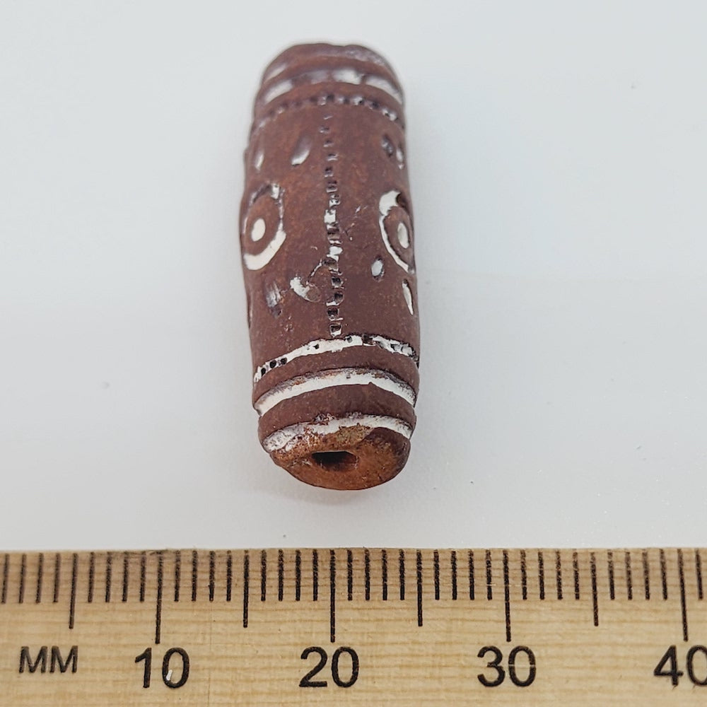30~35mm Tube (10) - Brown Terracotta - Vintage Clay Beads