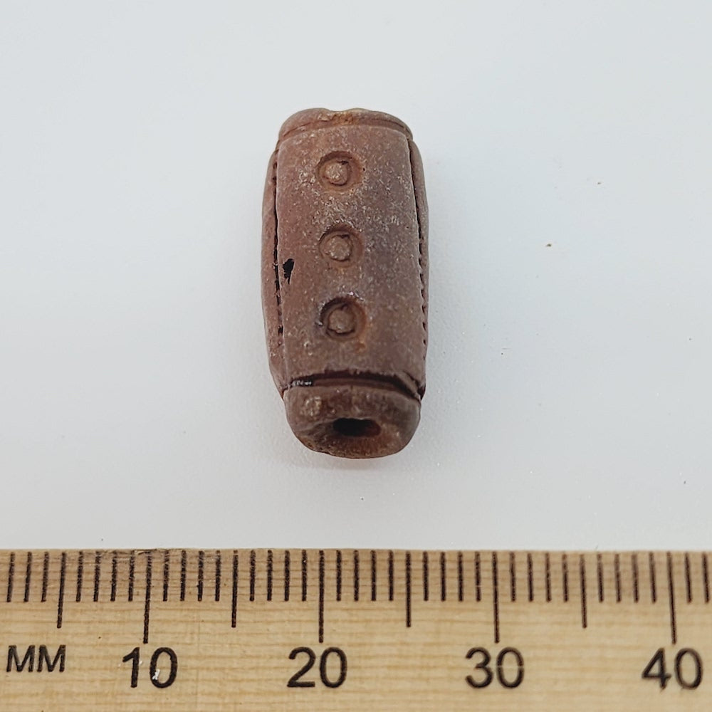 20mm Tube (10) - Terracotta - Dots & 2 Suns - Vintage Clay Beads